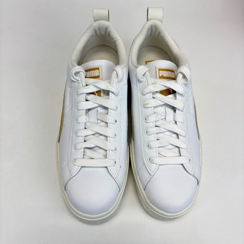 Puma Mayze Lux Sneakers Womens 8‎ White Gold New Platform Chunky 401261-02